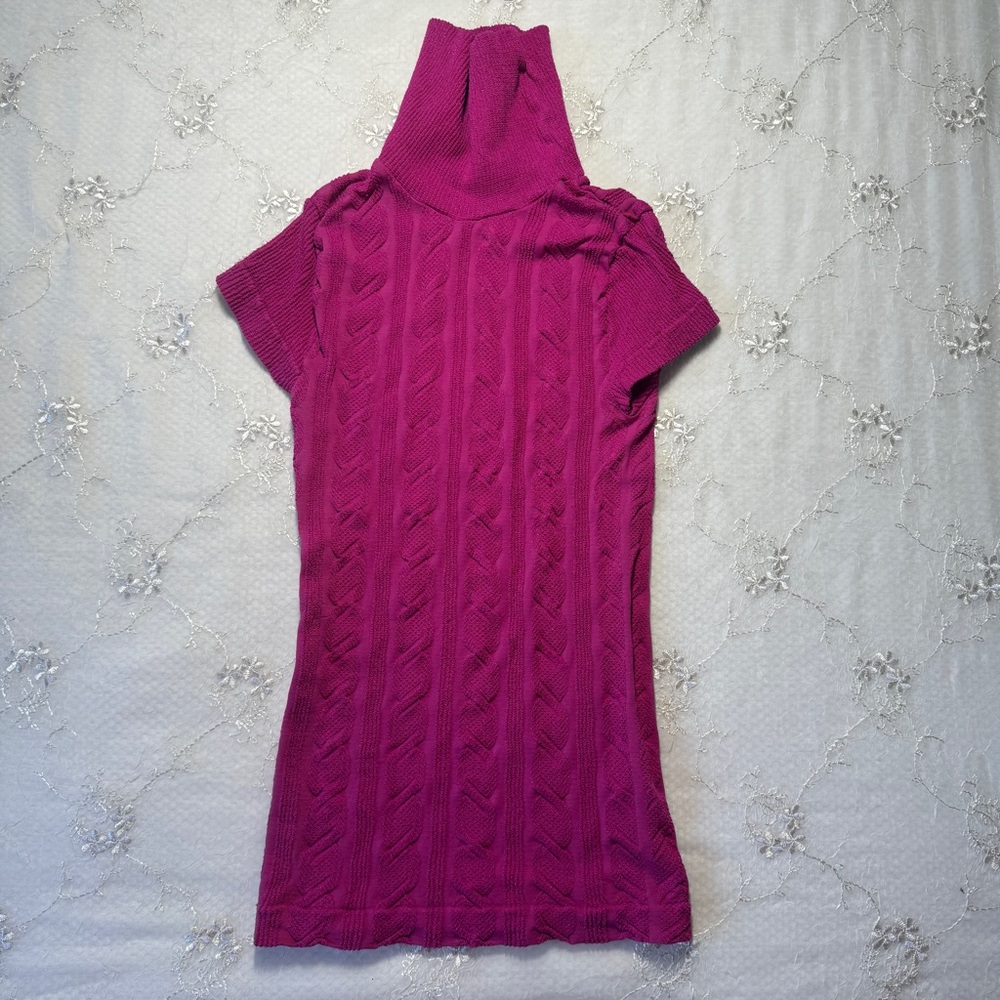 vintage y2k bebe fuchsia cable‑knit mock neck top – size small (made in usa)